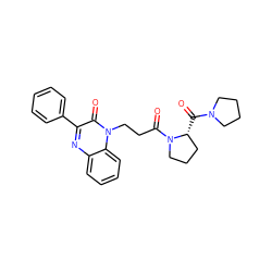 O=C([C@@H]1CCCN1C(=O)CCn1c(=O)c(-c2ccccc2)nc2ccccc21)N1CCCC1 ZINC000040863006