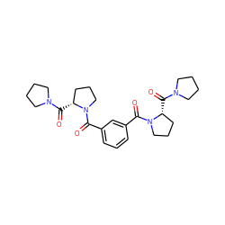 O=C([C@@H]1CCCN1C(=O)c1cccc(C(=O)N2CCC[C@H]2C(=O)N2CCCC2)c1)N1CCCC1 ZINC000013491614