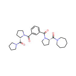 O=C([C@@H]1CCCN1C(=O)c1cccc(C(=O)N2CCC[C@H]2C(=O)N2CCCC2)c1)N1CCCCCC1 ZINC000013528058