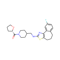 O=C([C@@H]1CCCO1)N1CCC(CNc2nc3c(s2)CCCc2ccc(F)cc2-3)CC1 ZINC000026502455