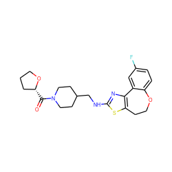 O=C([C@@H]1CCCO1)N1CCC(CNc2nc3c(s2)CCOc2ccc(F)cc2-3)CC1 ZINC000026489611