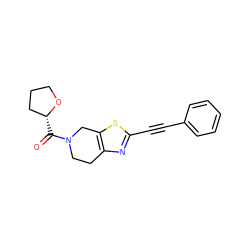 O=C([C@@H]1CCCO1)N1CCc2nc(C#Cc3ccccc3)sc2C1 ZINC000096272962