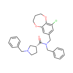 O=C([C@@H]1CCN(Cc2ccccc2)C1)N(Cc1ccccc1)Cc1cc(Cl)c2c(c1)OCCCO2 ZINC000148785324