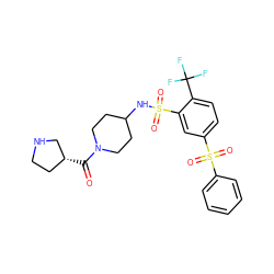 O=C([C@@H]1CCNC1)N1CCC(NS(=O)(=O)c2cc(S(=O)(=O)c3ccccc3)ccc2C(F)(F)F)CC1 ZINC000049756349