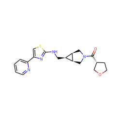 O=C([C@@H]1CCOC1)N1C[C@H]2[C@@H](CNc3nc(-c4ccccn4)cs3)[C@H]2C1 ZINC000101357509