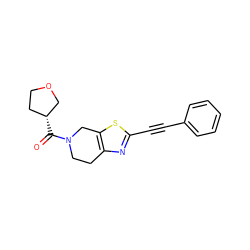 O=C([C@@H]1CCOC1)N1CCc2nc(C#Cc3ccccc3)sc2C1 ZINC000096272964