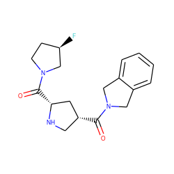 O=C([C@@H]1CN[C@H](C(=O)N2CC[C@@H](F)C2)C1)N1Cc2ccccc2C1 ZINC000014949320