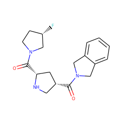 O=C([C@@H]1CN[C@H](C(=O)N2CC[C@H](F)C2)C1)N1Cc2ccccc2C1 ZINC000014949317