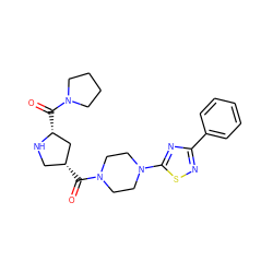 O=C([C@@H]1CN[C@H](C(=O)N2CCCC2)C1)N1CCN(c2nc(-c3ccccc3)ns2)CC1 ZINC000029131074