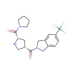 O=C([C@@H]1CN[C@H](C(=O)N2CCCC2)C1)N1Cc2ccc(C(F)(F)F)cc2C1 ZINC000014949296