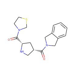 O=C([C@@H]1CN[C@H](C(=O)N2CCSC2)C1)N1Cc2ccccc2C1 ZINC000014949314