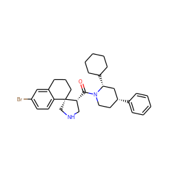 O=C([C@@H]1CNC[C@]12CCCc1cc(Br)ccc12)N1CC[C@@H](c2ccccc2)C[C@H]1C1CCCCC1 ZINC000073221379