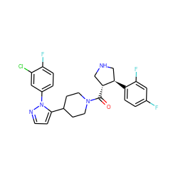 O=C([C@@H]1CNC[C@H]1c1ccc(F)cc1F)N1CCC(c2ccnn2-c2ccc(F)c(Cl)c2)CC1 ZINC000084601976