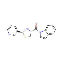 O=C([C@@H]1CS[C@@H](c2cccnc2)N1)n1ccc2ccccc21 ZINC000013737429