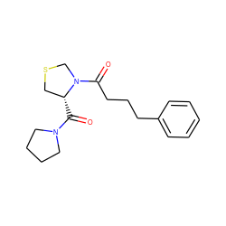 O=C([C@@H]1CSCN1C(=O)CCCc1ccccc1)N1CCCC1 ZINC000003794565