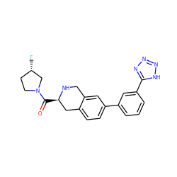 O=C([C@@H]1Cc2ccc(-c3cccc(-c4nnn[nH]4)c3)cc2CN1)N1CC[C@H](F)C1 ZINC000014958964