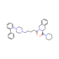 O=C([C@@H]1Cc2ccccc2CN1C(=O)CCCCN1CCN(c2ccccc2-c2ccccc2)CC1)N1CCCCC1 ZINC000299860028