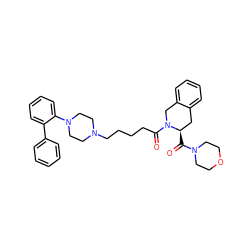 O=C([C@@H]1Cc2ccccc2CN1C(=O)CCCCN1CCN(c2ccccc2-c2ccccc2)CC1)N1CCOCC1 ZINC000299862694