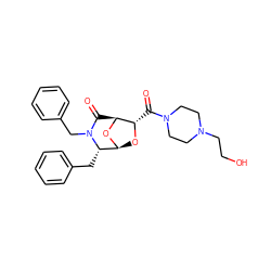 O=C([C@@H]1O[C@@H]2O[C@H]1C(=O)N(Cc1ccccc1)[C@H]2Cc1ccccc1)N1CCN(CCO)CC1 ZINC000045336999