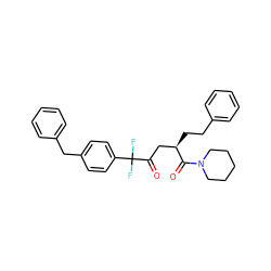 O=C([C@H](CCc1ccccc1)CC(=O)C(F)(F)c1ccc(Cc2ccccc2)cc1)N1CCCCC1 ZINC000029337497