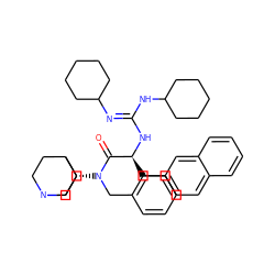 O=C([C@H](Cc1ccc2ccccc2c1)N/C(=N/C1CCCCC1)NC1CCCCC1)N(Cc1ccccc1)[C@@H]1CN2CCC1CC2 ZINC000027187303