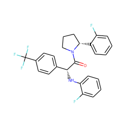 O=C([C@H](Nc1ccccc1F)c1ccc(C(F)(F)F)cc1)N1CCC[C@@H]1c1ccccc1F ZINC000068199069