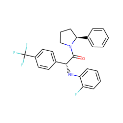 O=C([C@H](Nc1ccccc1F)c1ccc(C(F)(F)F)cc1)N1CCC[C@H]1c1ccccc1 ZINC000095601145