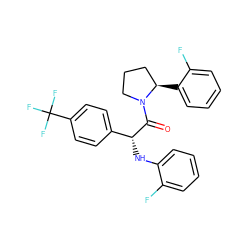 O=C([C@H](Nc1ccccc1F)c1ccc(C(F)(F)F)cc1)N1CCC[C@H]1c1ccccc1F ZINC000095602934