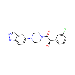 O=C([C@H](O)c1cccc(Cl)c1)N1CCN(c2ccc3[nH]ncc3c2)CC1 ZINC000028891530