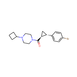 O=C([C@H]1C[C@@H]1c1ccc(Br)cc1)N1CCN(C2CCC2)CC1 ZINC000059050258