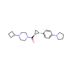 O=C([C@H]1C[C@@H]1c1ccc(N2CCCC2)cc1)N1CCN(C2CCC2)CC1 ZINC000113833830