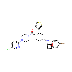 O=C([C@H]1CC[C@@H](NC2(c3ccc(Br)cc3)CCC2)C[C@@H]1c1ccsc1)N1CCN(c2ccc(Cl)cn2)CC1 ZINC000073220599