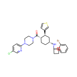 O=C([C@H]1CC[C@@H](NC2(c3ccccc3Br)CCC2)C[C@@H]1c1ccsc1)N1CCN(c2ccc(Cl)cn2)CC1 ZINC000073224646