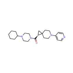 O=C([C@H]1CC12CCN(c1ccncc1)CC2)N1CCN(C2CCCCC2)CC1 ZINC000103243018