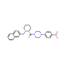 O=C([C@H]1CCCCN1Cc1ccc2ccccc2c1)N1CCN(c2ccc([N+](=O)[O-])cc2)CC1 ZINC000066148717