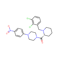 O=C([C@H]1CCCCN1Cc1cccc(Cl)c1Cl)N1CCN(c2ccc([N+](=O)[O-])cc2)CC1 ZINC000066148781