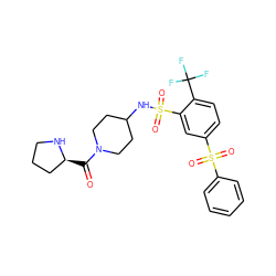 O=C([C@H]1CCCN1)N1CCC(NS(=O)(=O)c2cc(S(=O)(=O)c3ccccc3)ccc2C(F)(F)F)CC1 ZINC000049881519