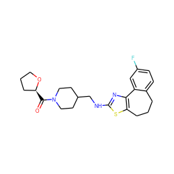 O=C([C@H]1CCCO1)N1CCC(CNc2nc3c(s2)CCCc2ccc(F)cc2-3)CC1 ZINC000026498035