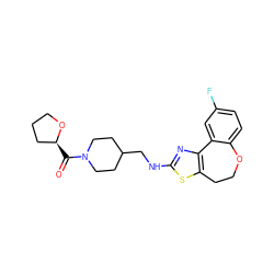 O=C([C@H]1CCCO1)N1CCC(CNc2nc3c(s2)CCOc2ccc(F)cc2-3)CC1 ZINC000026492866