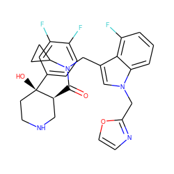 O=C([C@H]1CNCC[C@]1(O)c1ccc(F)c(F)c1)N(Cc1cn(Cc2ncco2)c2cccc(F)c12)C1CC1 ZINC000073129965