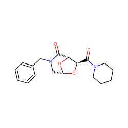 O=C([C@H]1O[C@@H]2CN(Cc3ccccc3)C(=O)[C@H]1O2)N1CCCCC1 ZINC000095561844