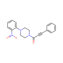 O=C(C#Cc1ccccc1)N1CCN(c2ccccc2[N+](=O)[O-])CC1 ZINC000080487962