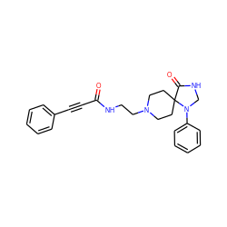 O=C(C#Cc1ccccc1)NCCN1CCC2(CC1)C(=O)NCN2c1ccccc1 ZINC000040892085