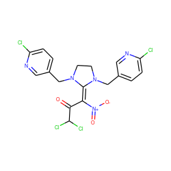 O=C(C(=C1N(Cc2ccc(Cl)nc2)CCN1Cc1ccc(Cl)nc1)[N+](=O)[O-])C(Cl)Cl ZINC000100548848