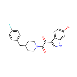 O=C(C(=O)N1CCC(Cc2ccc(F)cc2)CC1)c1c[nH]c2cc(O)ccc12 ZINC000103237604