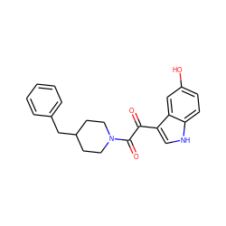 O=C(C(=O)N1CCC(Cc2ccccc2)CC1)c1c[nH]c2ccc(O)cc12 ZINC000040861339