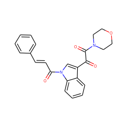 O=C(C(=O)N1CCOCC1)c1cn(C(=O)/C=C/c2ccccc2)c2ccccc12 ZINC000095587182