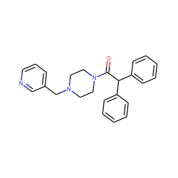 O=C(C(c1ccccc1)c1ccccc1)N1CCN(Cc2cccnc2)CC1 ZINC000019787889