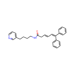 O=C(C/C=C/C=C(c1ccccc1)c1ccccc1)NCCCCc1cccnc1 ZINC000029488054