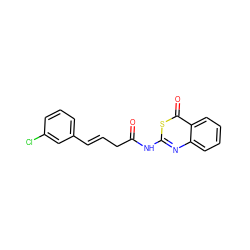 O=C(C/C=C/c1cccc(Cl)c1)Nc1nc2ccccc2c(=O)s1 ZINC000096905827